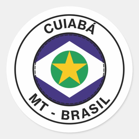 Brasil Cuiaba Mato Grosso Bandeira Stamp Ronde Sticker (Voorkant)