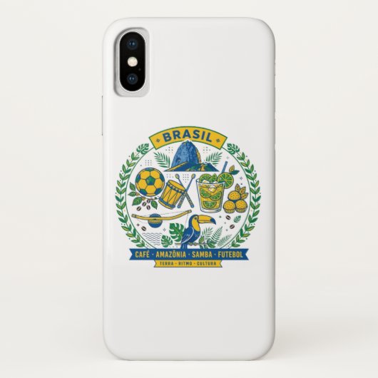 Brasil Culture Badge Cafe Samba Futebol Amazonia Case-Mate iPhone Case (Achterkant)