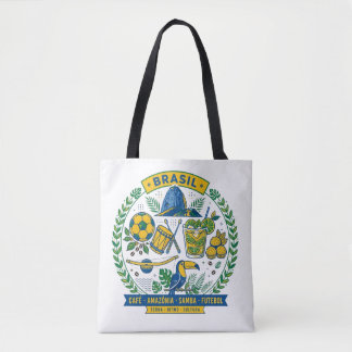 Brasil Culture Badge Cafe Samba Futebol Amazonia Tote Bag