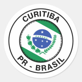Brasil Curitiba Parana PR Bandeira Stamp Ronde Sticker