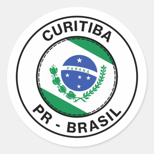 Brasil Curitiba Parana PR Bandeira Stamp Ronde Sticker (Voorkant)