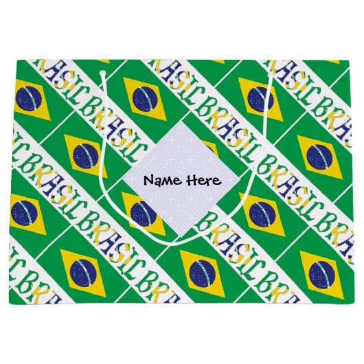 Brasil en Braziliaanse vlag met Jouw naam Groot Cadeauzakje (Voorkant)