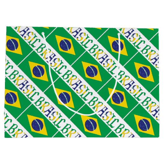 Brasil en Braziliaanse vlag met Jouw naam Groot Cadeauzakje (Achterkant)