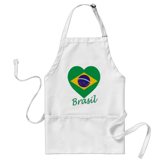 Brasil Flag Heart Standaard Schort (Voorkant)