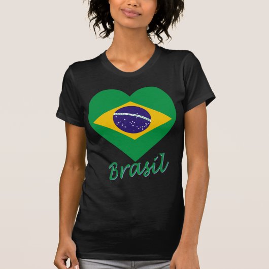 Brasil Flag Heart T-shirt (Voorkant)