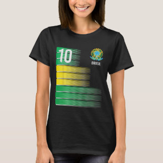 Brasil Flag Number 10 Brazil Soccer Men Women Boys T-shirt