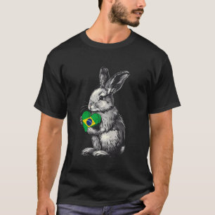 Brasil Flag Rabbit Heart Brasilian Pride Braziliaa T-shirt