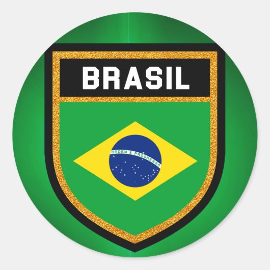 Brasil Flag Ronde Sticker (Voorkant)