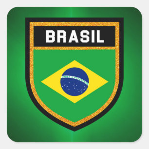 Brasil Flag Vierkante Sticker