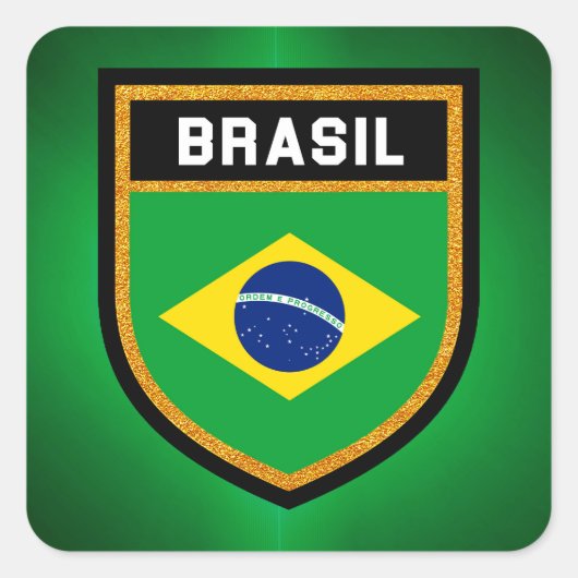 Brasil Flag Vierkante Sticker (Voorkant)