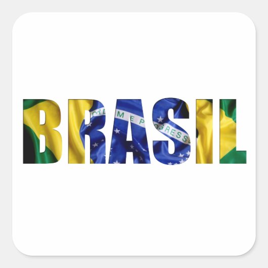 Brasil Flag Vierkante Sticker (Voorkant)