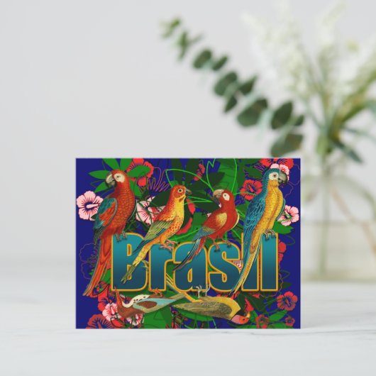 Brasil florale tropische vogels briefkaart (Staand voorkant)