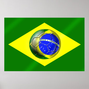 Brasil Futebol Bandeira voetbal vlag Brazilië Poster