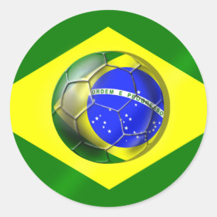 Brasil Futebol Bandeira voetbal vlag Brazilië Ronde Sticker