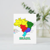 Brasil. Gebieden in kleur Briefkaart (Staand voorkant)