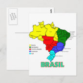 Brasil. Gebieden in kleur Briefkaart (Voorkant / Achterkant)