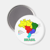 Brasil. Gebieden in kleur Magneet (Voorkant / Achterkant)