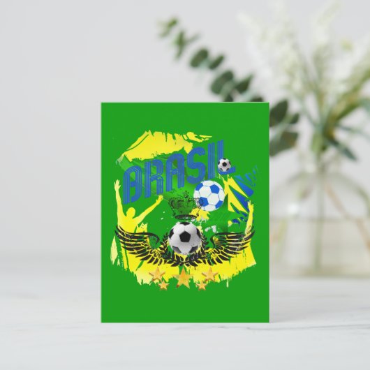 Brasil Grunge 2010 voetballiefhebbers futbol gifte Briefkaart (Staand voorkant)