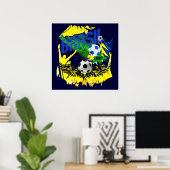 Brasil Grunge 2010 voetballiefhebbers futbol gifte Poster (Thuiskantoor)
