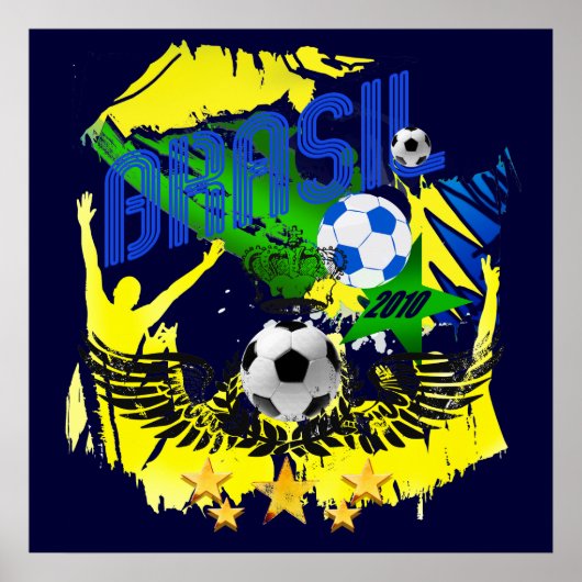 Brasil Grunge 2010 voetballiefhebbers futbol gifte Poster (Voorkant)