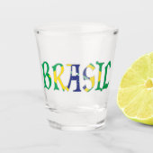 Brasil in vlag kleuren shot glas (Voorkant)