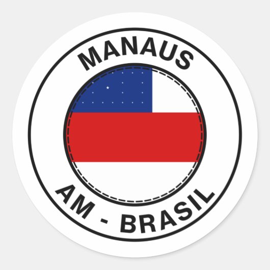Brasil Manaus Amazonas AM Bandeira Stamp Ronde Sticker (Voorkant)
