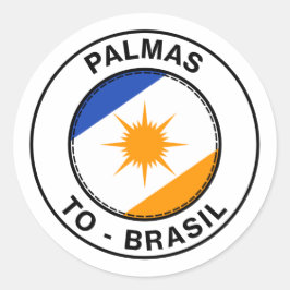 Brasil Palmas Tocantins TO Bandeira Stamp Ronde Sticker