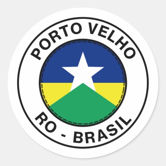 Brasil Porto Velho Rondonia RO Bandeira Stamp Ronde Sticker (Voorkant)
