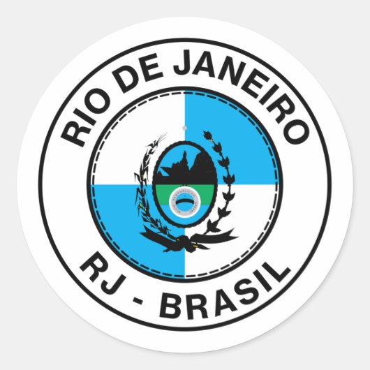 Brasil Rio de Janeiro RJ Bandeira Stamp Ronde Sticker (Voorkant)
