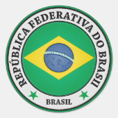 Brasil Round Emblem Ronde Sticker (Voorkant)