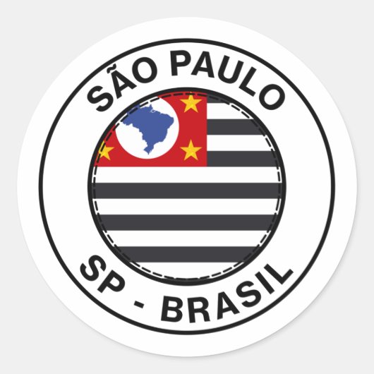 Brasil Sao Paulo SP Bandeira Stamp Ronde Sticker (Voorkant)