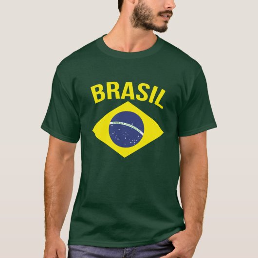 Brasil simpel Braziliaanse vlag groen t-shirt (Voorkant)