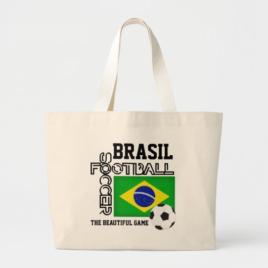 BRASIL Soccer Football Grote Tote Bag (Voorkant)