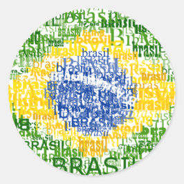 Brasil Tekst Vlag Ronde Sticker