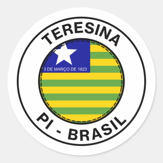 Brasil Teresina Piaui PI Bandeira Stamp Ronde Sticker (Voorkant)