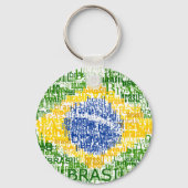 Brasil Text Flag Round Sleutelhanger (Voorkant)
