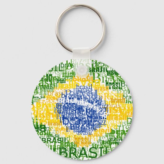Brasil Text Flag Round Sleutelhanger (Voorkant)