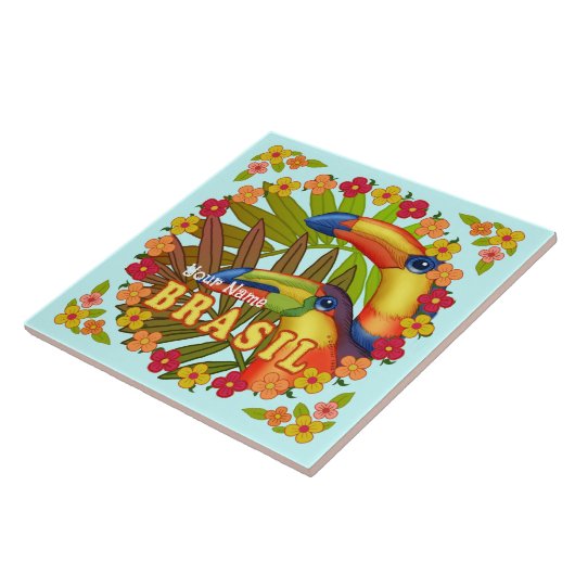 Brasil Toucans keramische tegel Tegeltje (Zijkant)