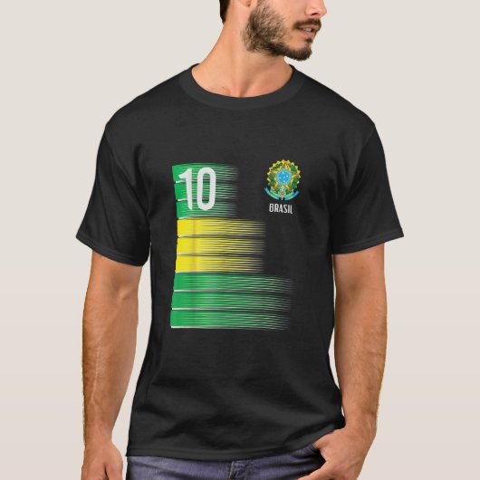 Brasil-vlag nummer 10 Braziliaanse Voetbal T-shirt (Voorkant)