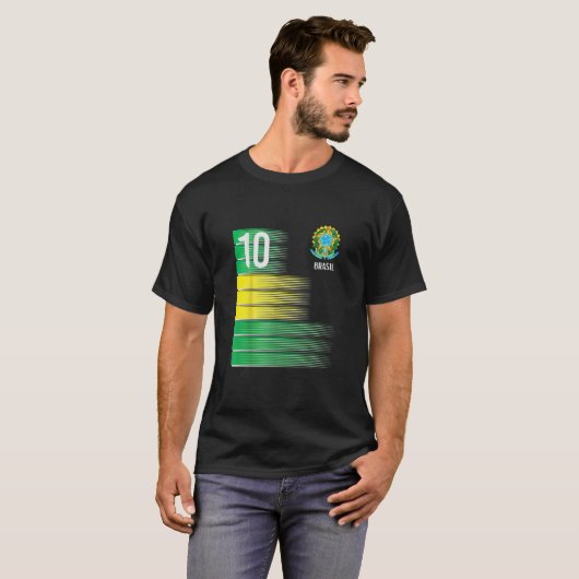 Brasil-vlag nummer 10 Braziliaanse Voetbal T-shirt (Voorkant volledig)