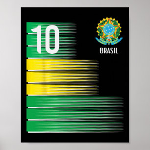 Brasil Vlag Nummer 10 Brazilië Voetbal Mannen Vrou Poster