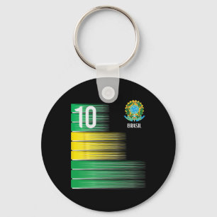 Brasil Vlag Nummer 10 Brazilië Voetbal Mannen Vrou Sleutelhanger