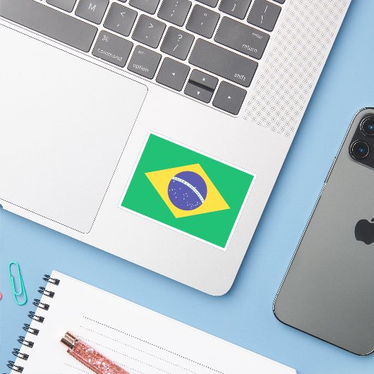 Brasil vlag sticker (Laptop met iPhone)