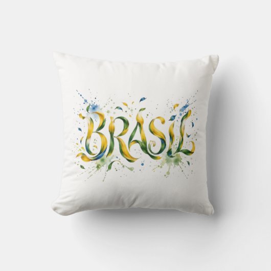 Brasil Watercolor Splatter Artistic Kussen (Voorkant)