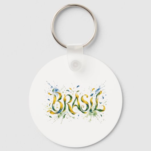 Brasil Watercolor Splatter Artistic Sleutelhanger (Voorkant)