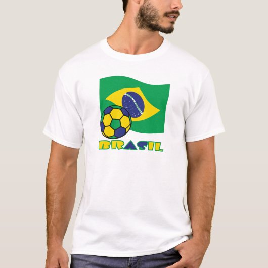 Brasileiro Futebol e Bandeira Brasil in het Portug T-shirt (Voorkant)