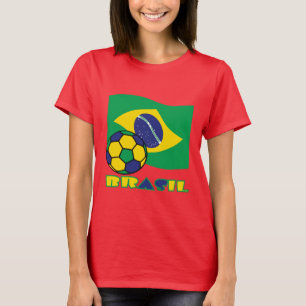 Brasileiro Futebol en Vlag Brazilië in het Portuge T-shirt
