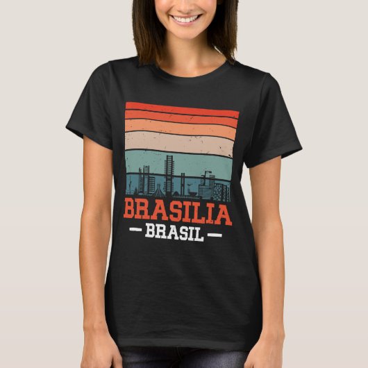 Brasilia Brasil Retro Sunset Skyline Brasi T-shirt (Voorkant)