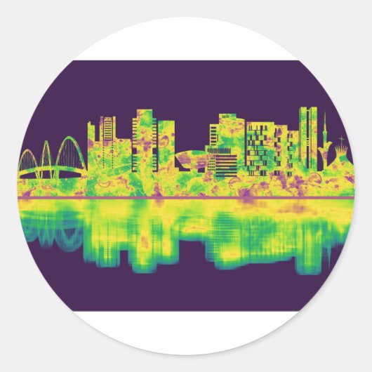 Brasilia Brazilië Skyline Ronde Sticker (Voorkant)