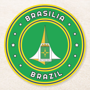 Brasilia Coat of Arms-Brazilië Ronde Kartonnen Onderzetter